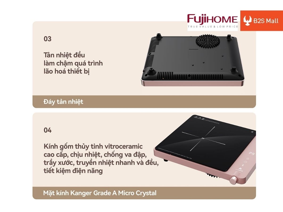 Bếp Từ Đơn Fujihome IC1207P 2000W 3 Bếp từ đơn Fujihome IC1207P được tích hợp nhiều tính năng an toàn, bảo vệ người dùng
