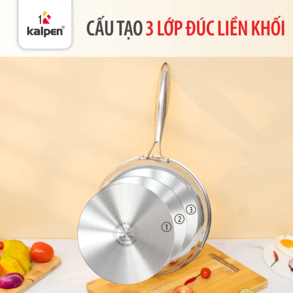 Cấu tạo 3 lớp đúc liền khối Inox 304 – Nhôm nguyên chất – Inox 430.