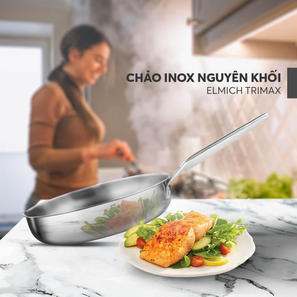 Chảo Inox nguyên khối Elmich Trimax EL-3737Max 20cm 1 Chất liệu Inox 304 cao cấp, an toàn khi tiếp xúc thực phẩm.