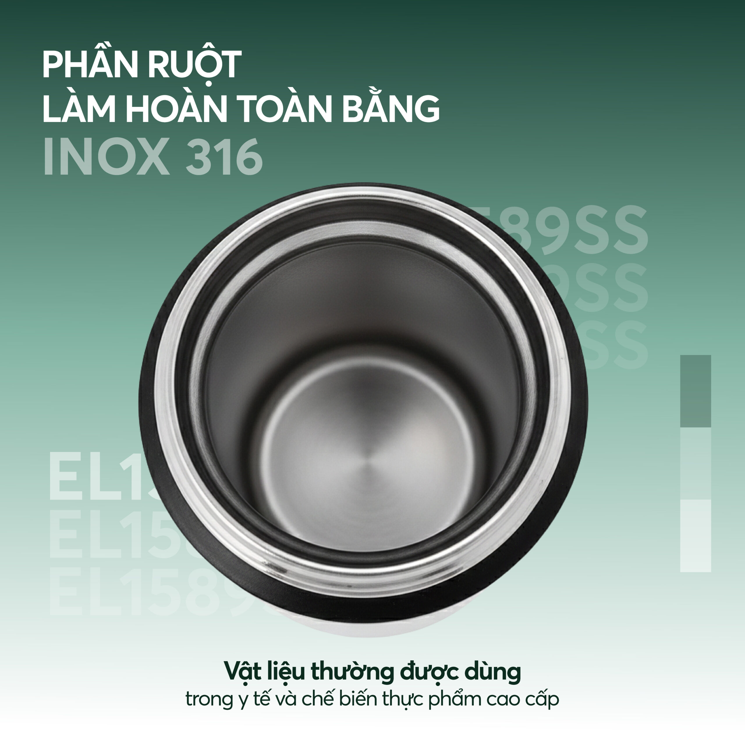 Chất liệu Inox 316 theo tiêu chuẩn an toàn y tế.
