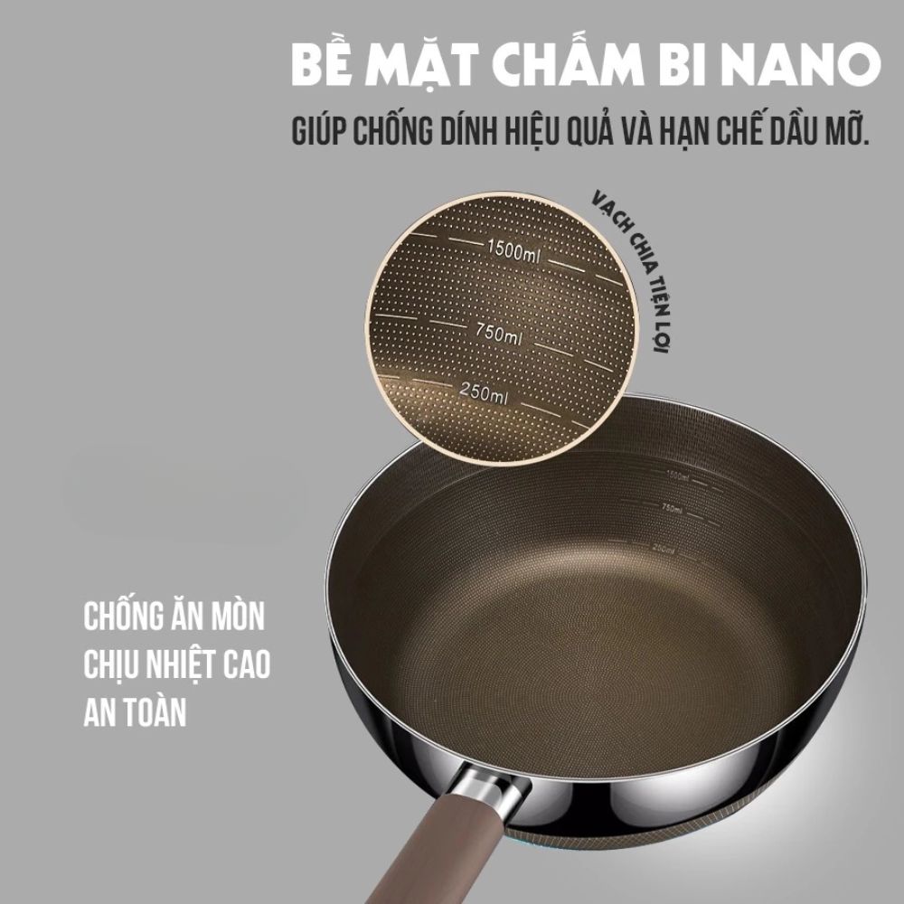 Công nghệ chống dính Nano Titanium kết hợp chấm bi nano.