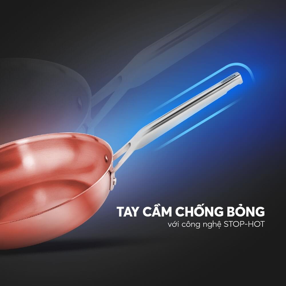 Chảo Inox nguyên khối Elmich Trimax EL-3737Max 20cm 3 Công nghệ Stop Hot , tay cầm cách nhiệt an toàn.
