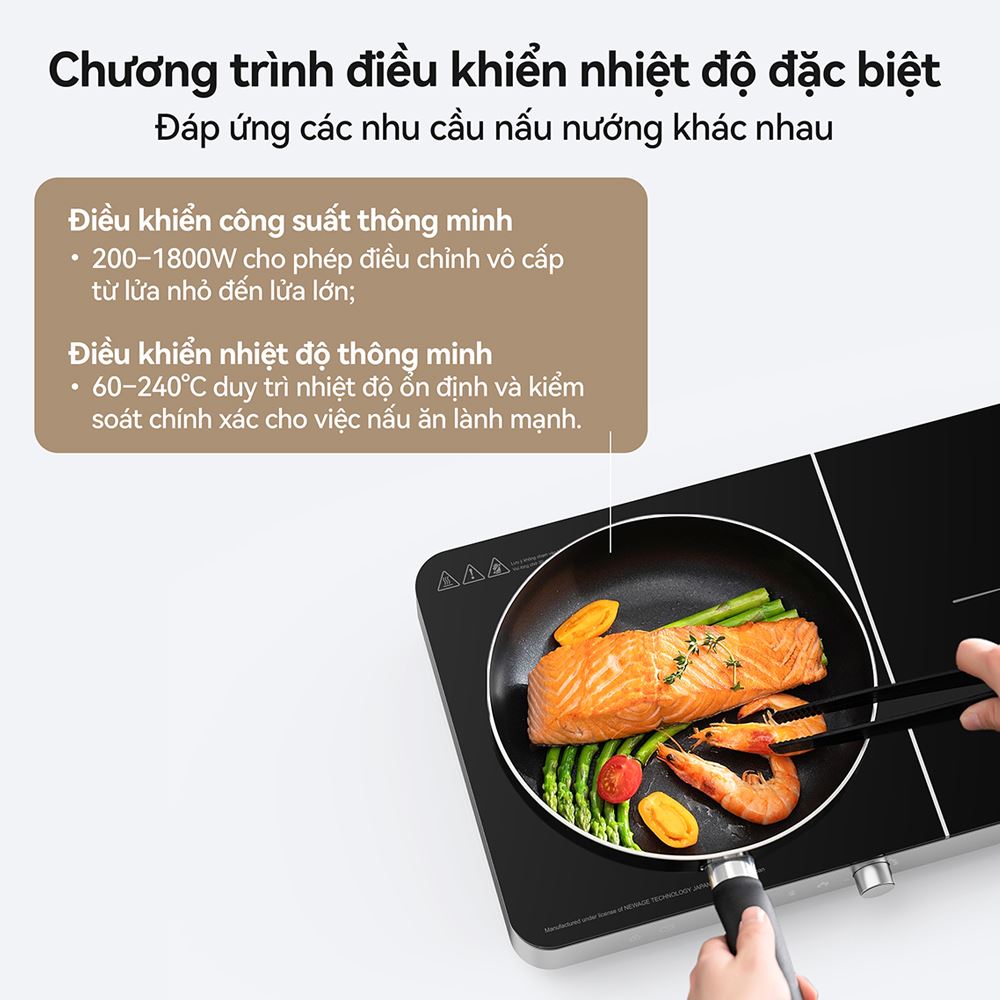 Điều chỉnh linh hoạt bằng cảm ứng và núm xoay.