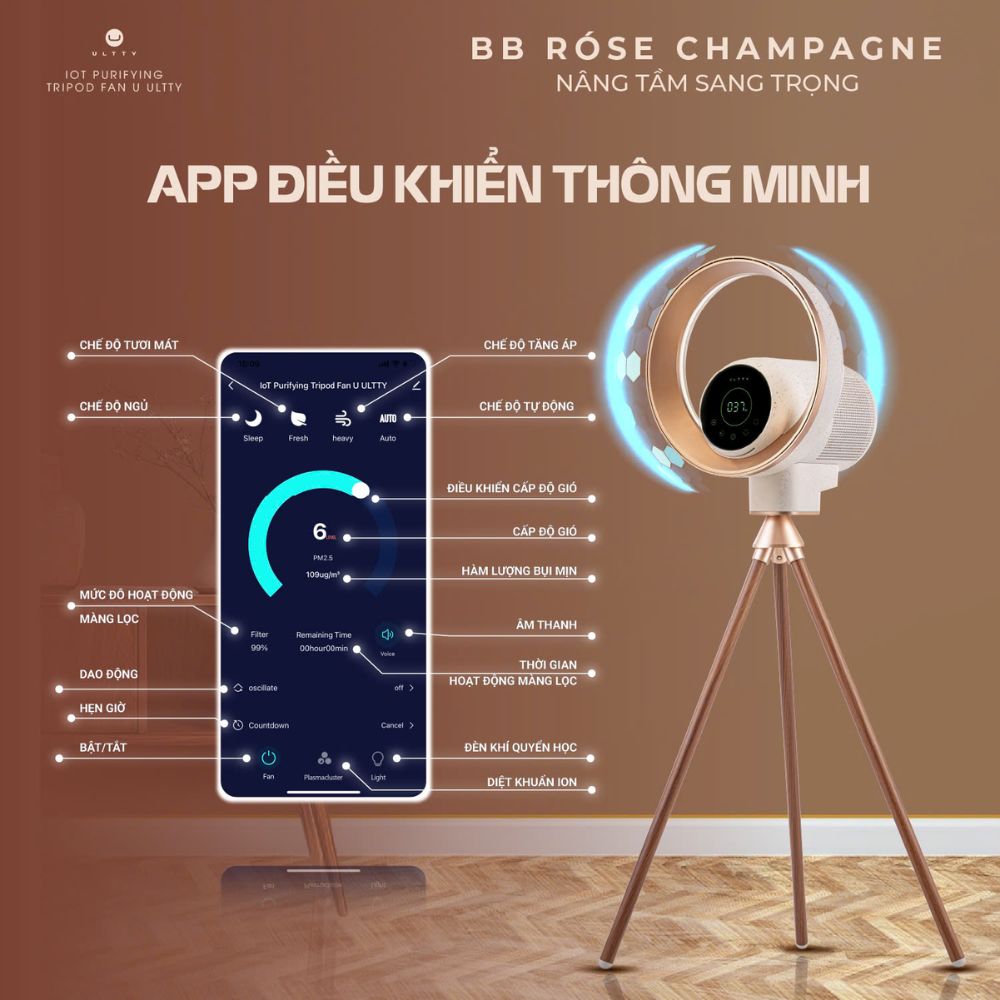 Điều khiển qua app điện thoại, hỗ trợ giọng nói và WiFi