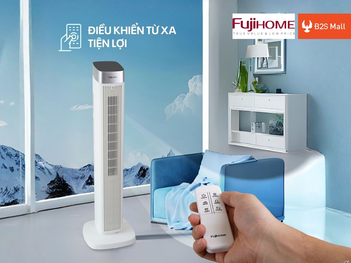 Quạt Fujihome TF-51E được trang bị remote điều khiển từ xa tiện lợi và dễ dàng sử dụng