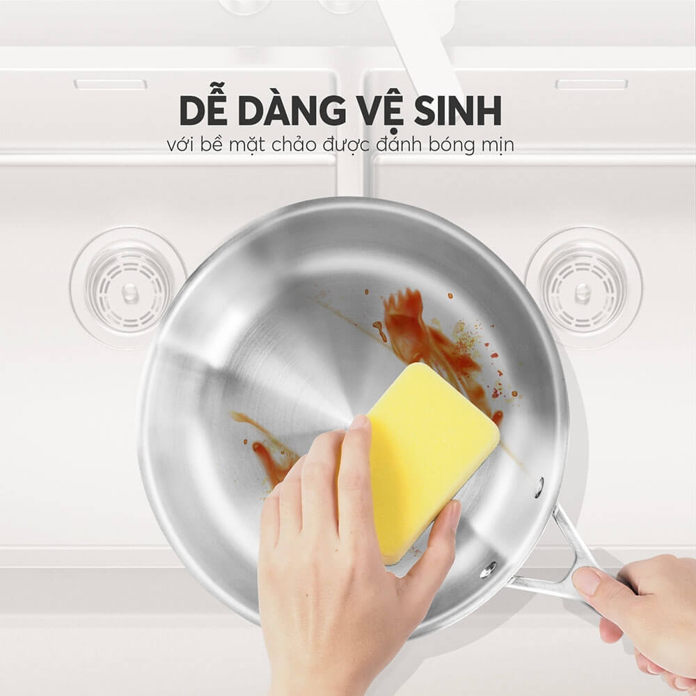 Chảo Inox nguyên khối Elmich Trimax EL-3738Max 24cm 5 Thiết kế sang trọng, dễ vệ sinh.