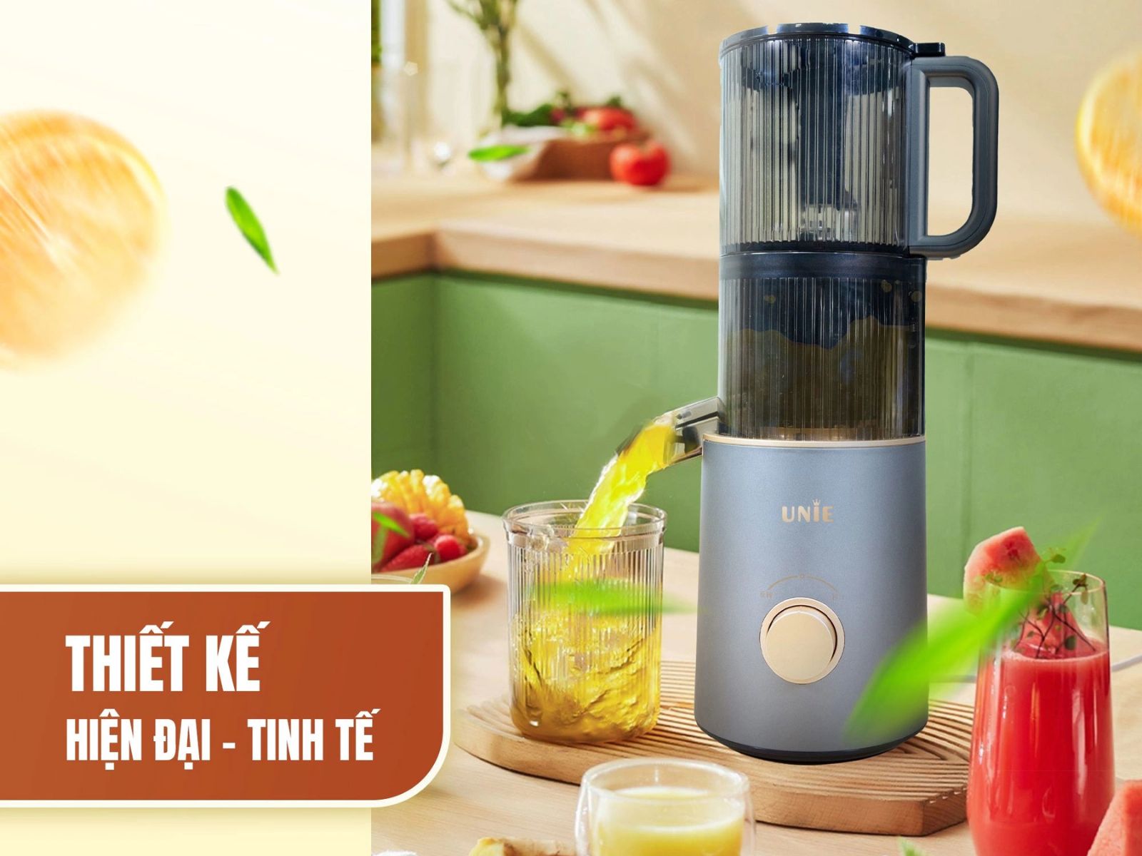 Thiết kế với tông màu xám kết hợp xanh.