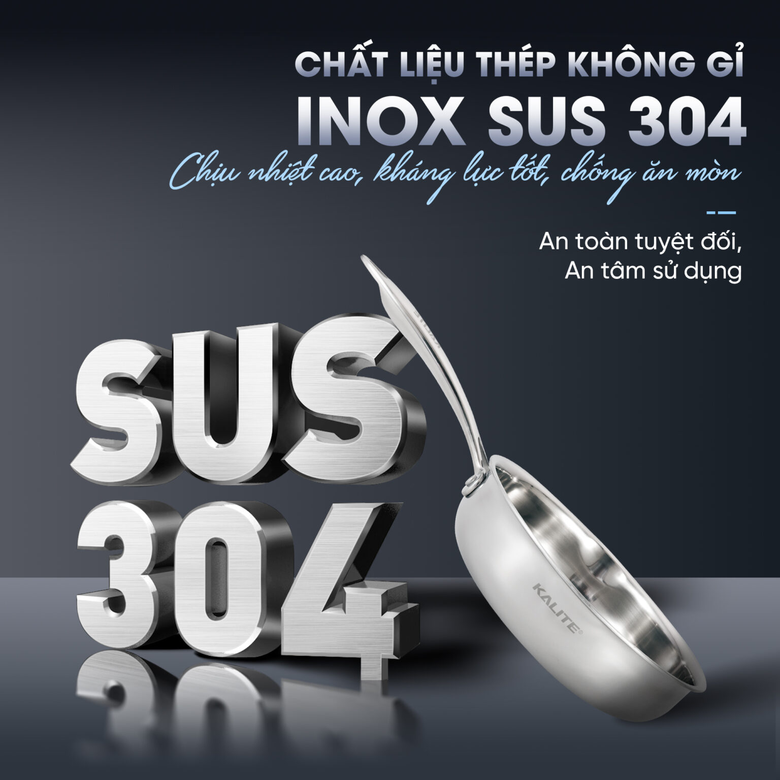 Nồi inox Kalite KL826 bền bỉ 2 Chất liệu Inox 304 – An toàn cho sức khỏe
