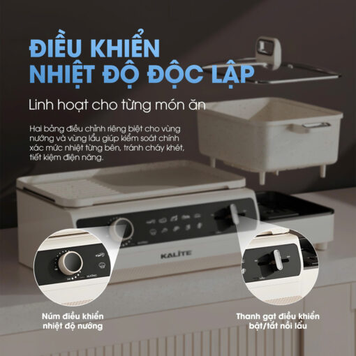 Điều chỉnh nhiệt độ độc lập – Kiểm soát linh hoạt từng vùng nấu 