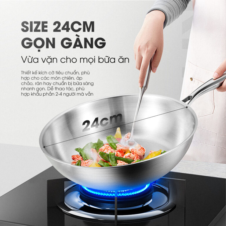 Kích thước 24cm – Phù hợp cho gia đình 2–4 người 