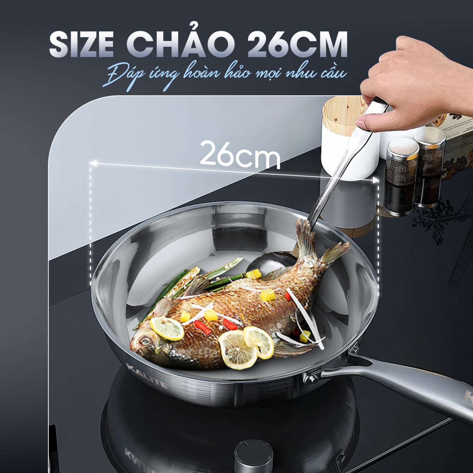 Nồi inox Kalite KL826 bền bỉ 4 Kích thước 26cm – Phù hợp bữa ăn gia đình