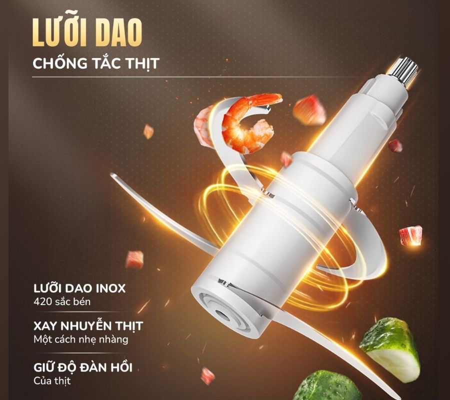 Lưỡi dao Inox 420 hai tầng bốn cánh – Xay nhuyễn mịn, chống tắc 