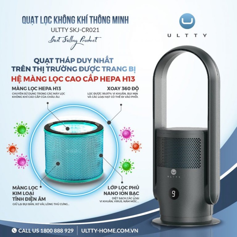 Màng lọc HEPA H13 tiêu chuẩn y tế giúp loại bỏ các hạt bụi siêu mịn