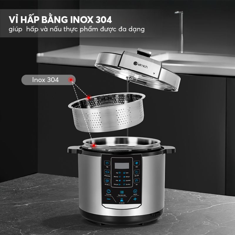 THiết kế của Nồi áp suất điện đa năng Elmich 