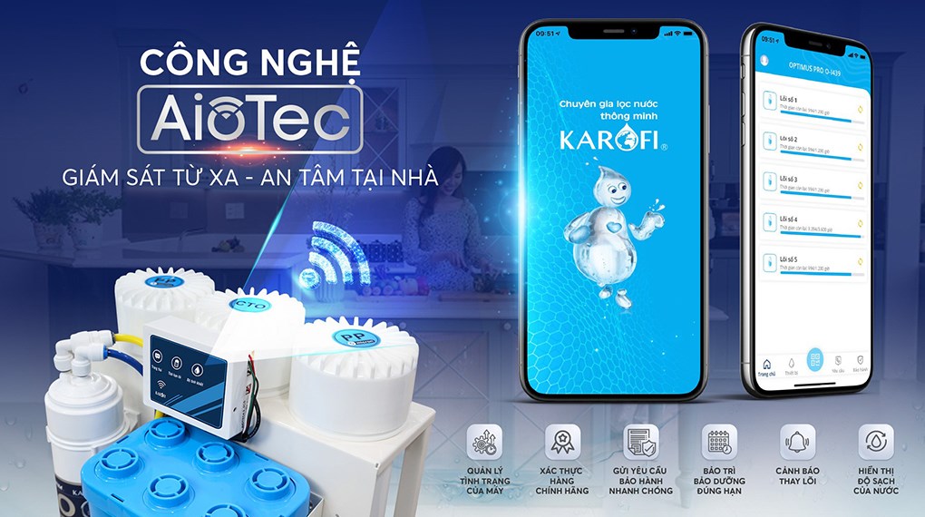 Máy lọc nước RO Hydrogen Karofi KAQ-U95 10 lõi