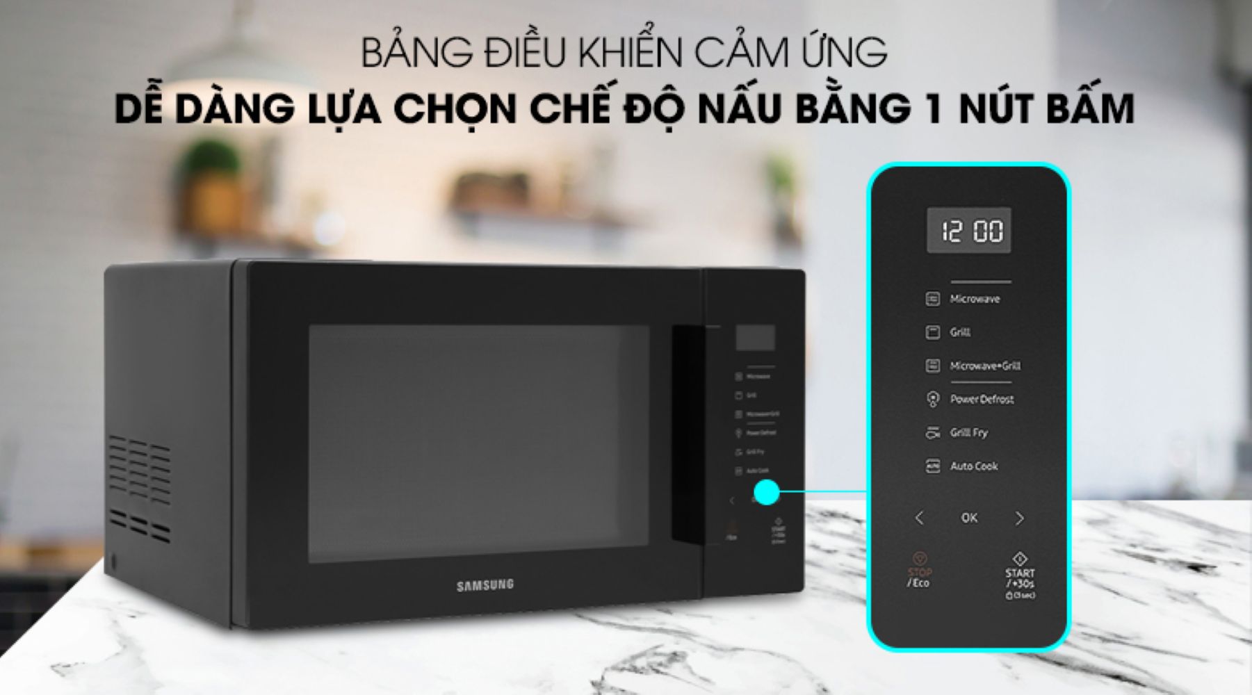 Bảng điều khiển cảm ứng hiện đại, chạm nhẹ để điều chỉnh các chức năng