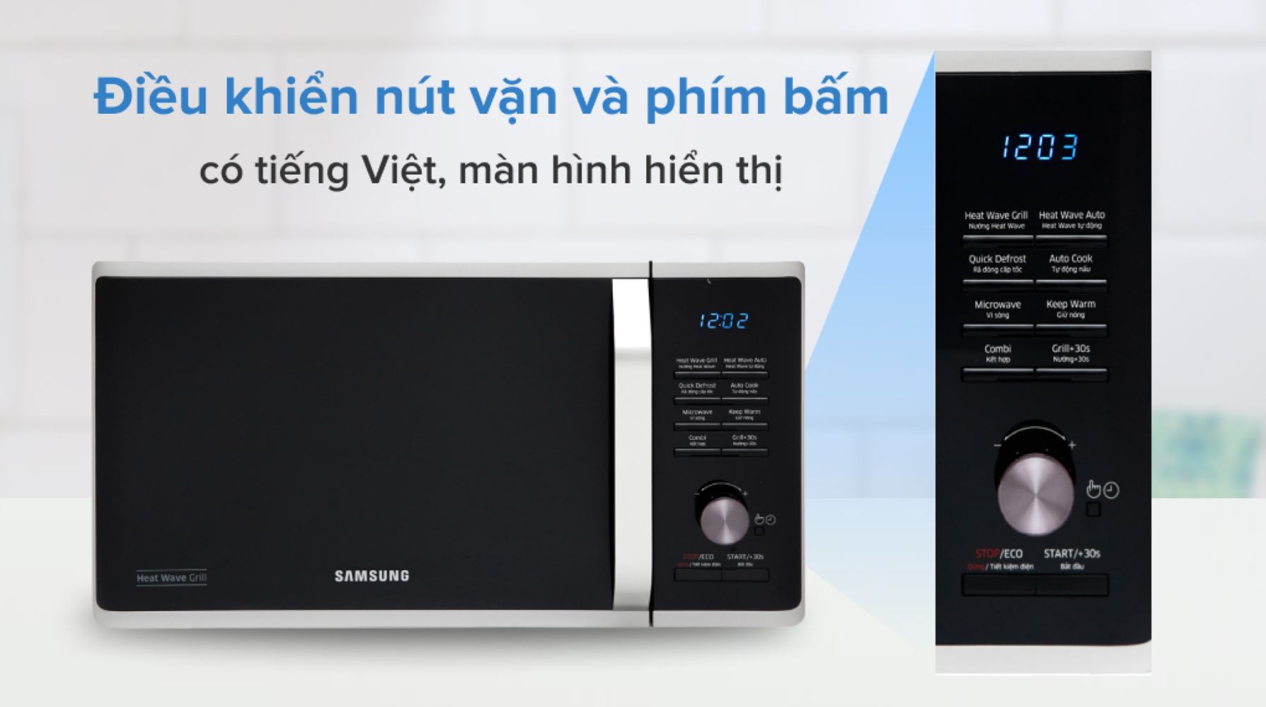 Bảng điều khiển của lò được thiết kế kết hợp nút vặn và nút nhấn điện tử