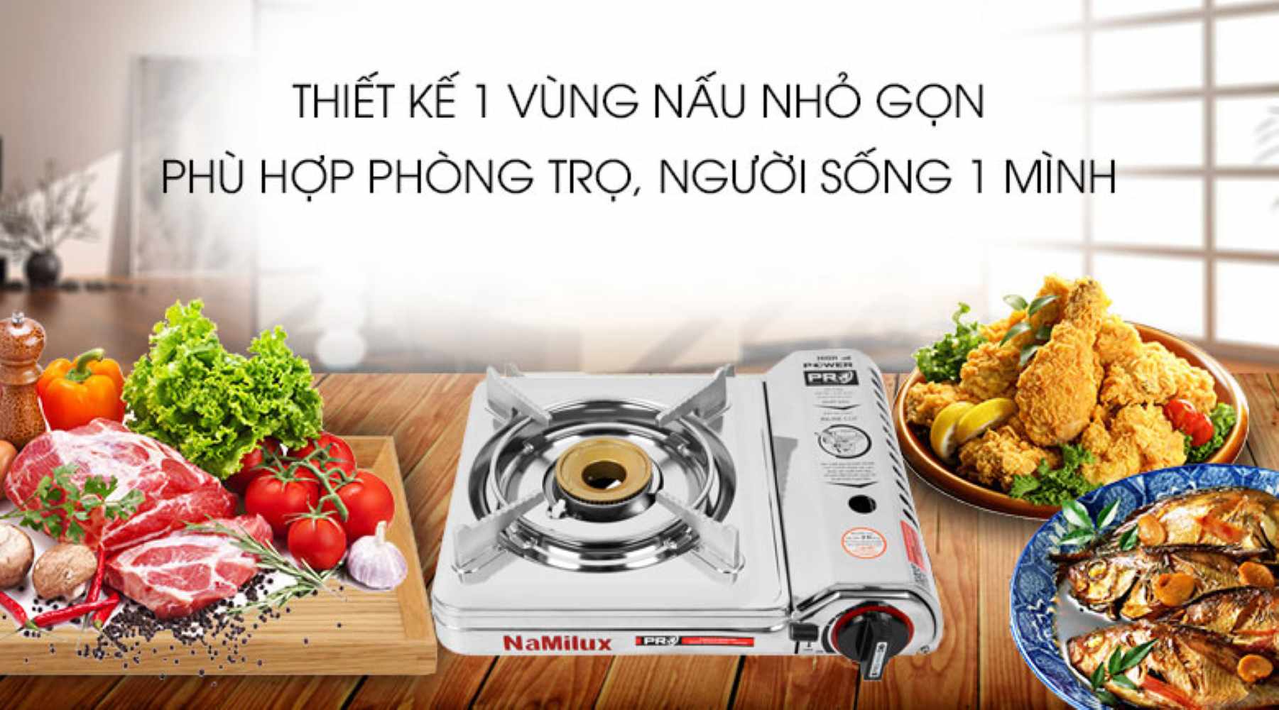 Bếp ga mini Namilux NH-P3031AS thiết kế 1 vùng nấu tiện lợi
