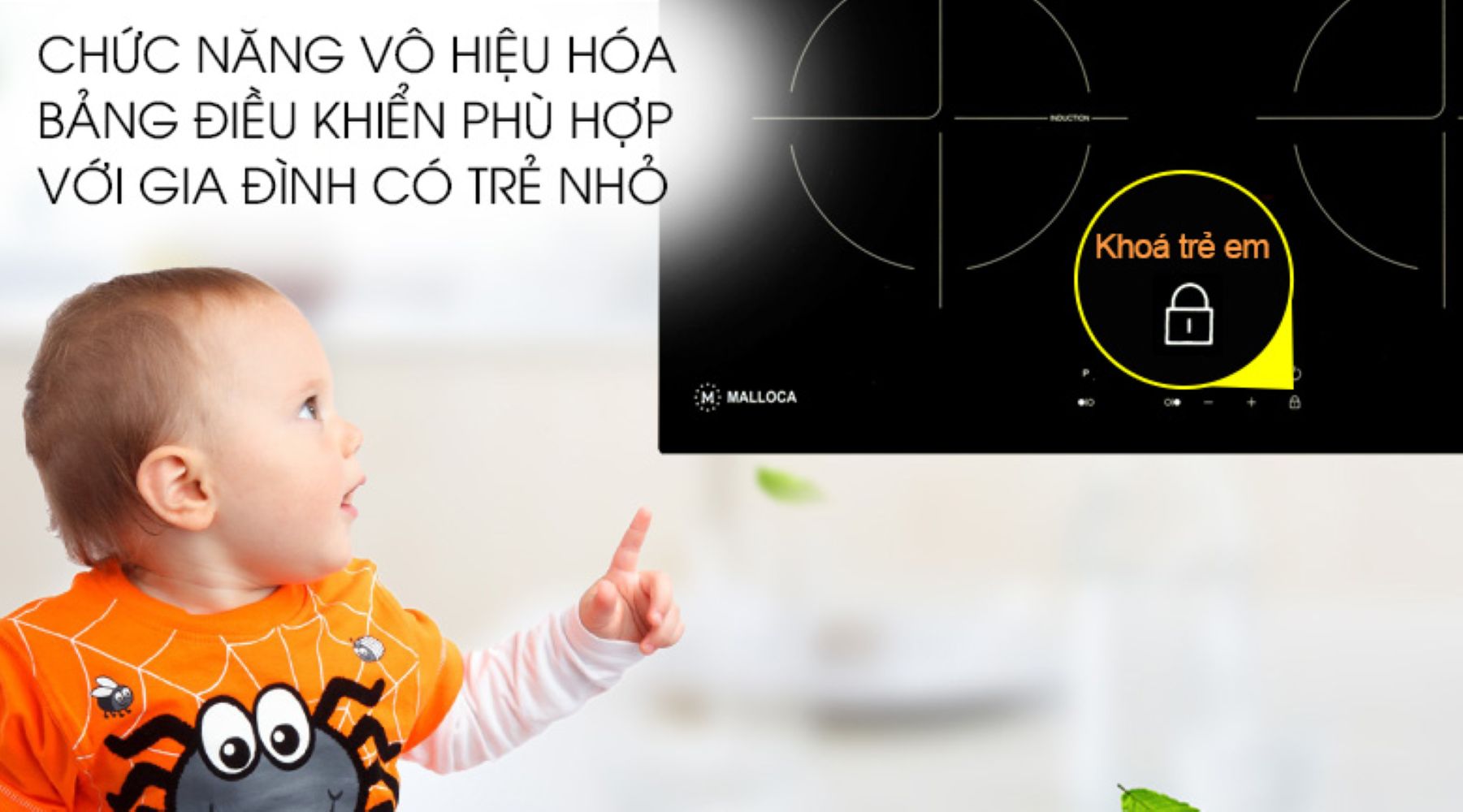 Bếp trang bị khóa trẻ em và nhiều tính năng an toàn