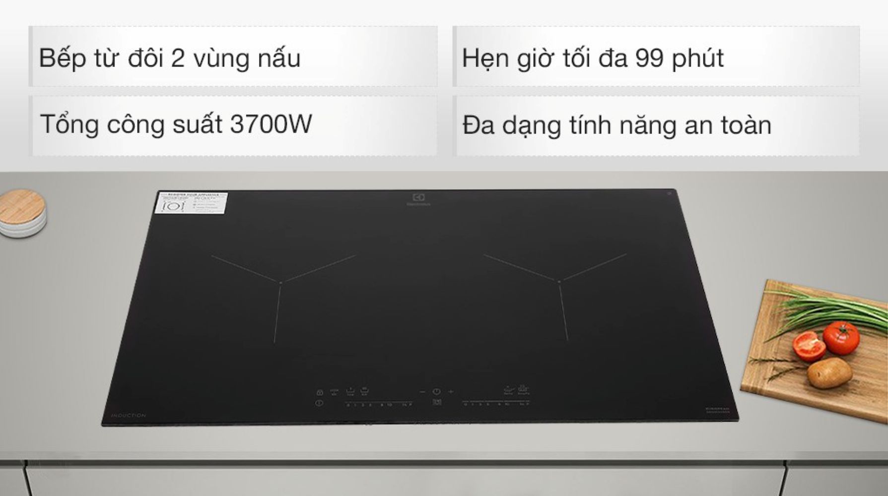 Bếp từ đôi âm Electrolux EHI7280BB 3700W tông màu đen hiện đại
