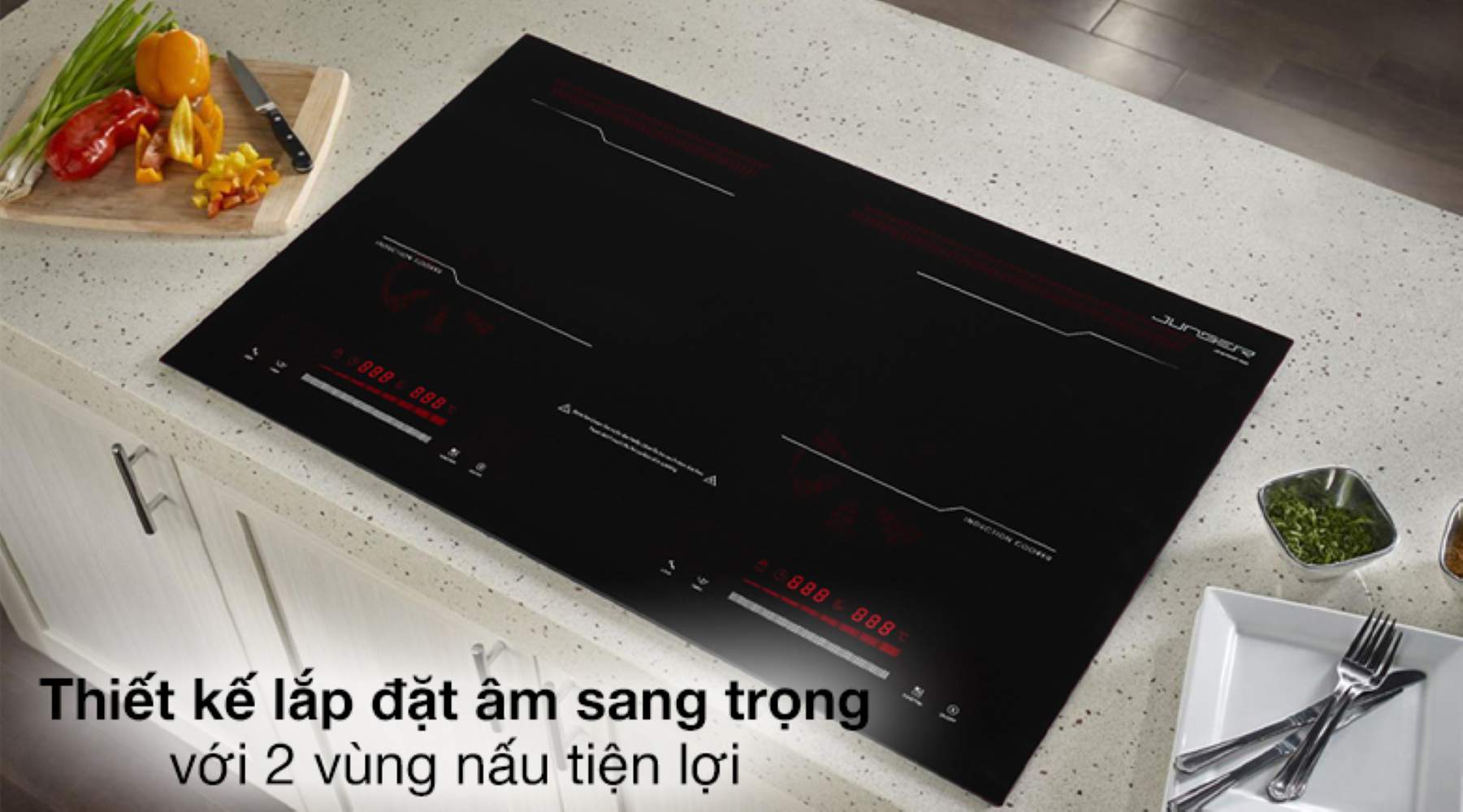 Bếp từ đôi âm Junger MK-22 4000W với thiết kế lắp âm hoặc để nổi