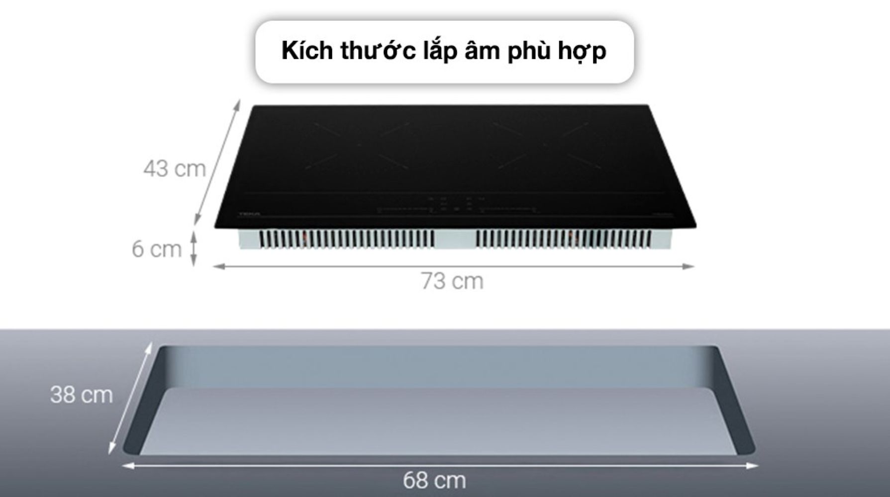 Bếp từ đôi lắp âm Teka IBC 7320 D có kích thước phù hợp lắp âm