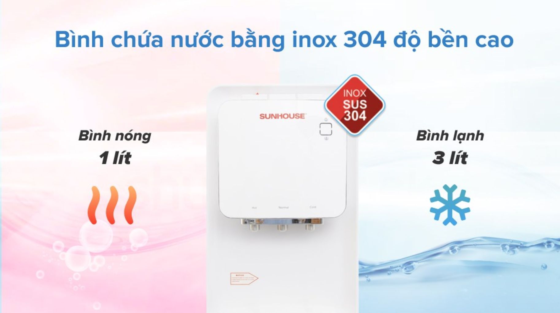 Bình chứa Inox 304 bền bỉ, hạn chế đóng cặn hiệu quả
