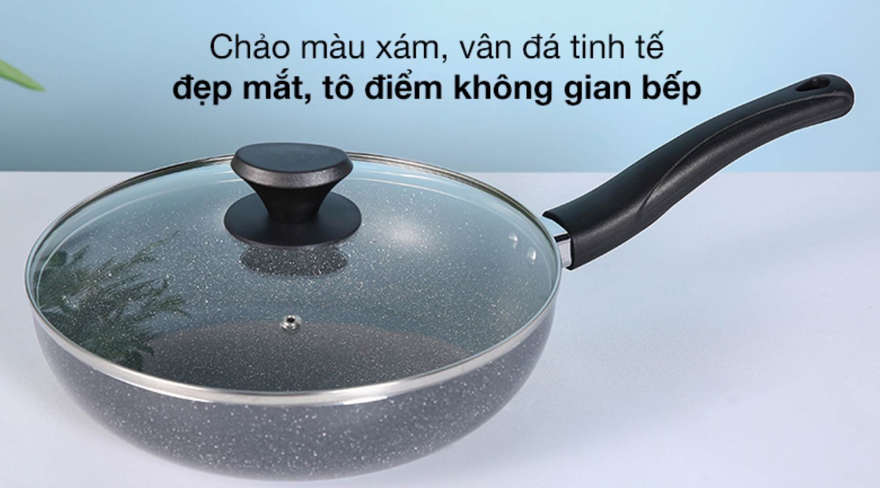 Chảo nhôm sâu chống dính vân đá đáy từ Delites CE005-26 26cm