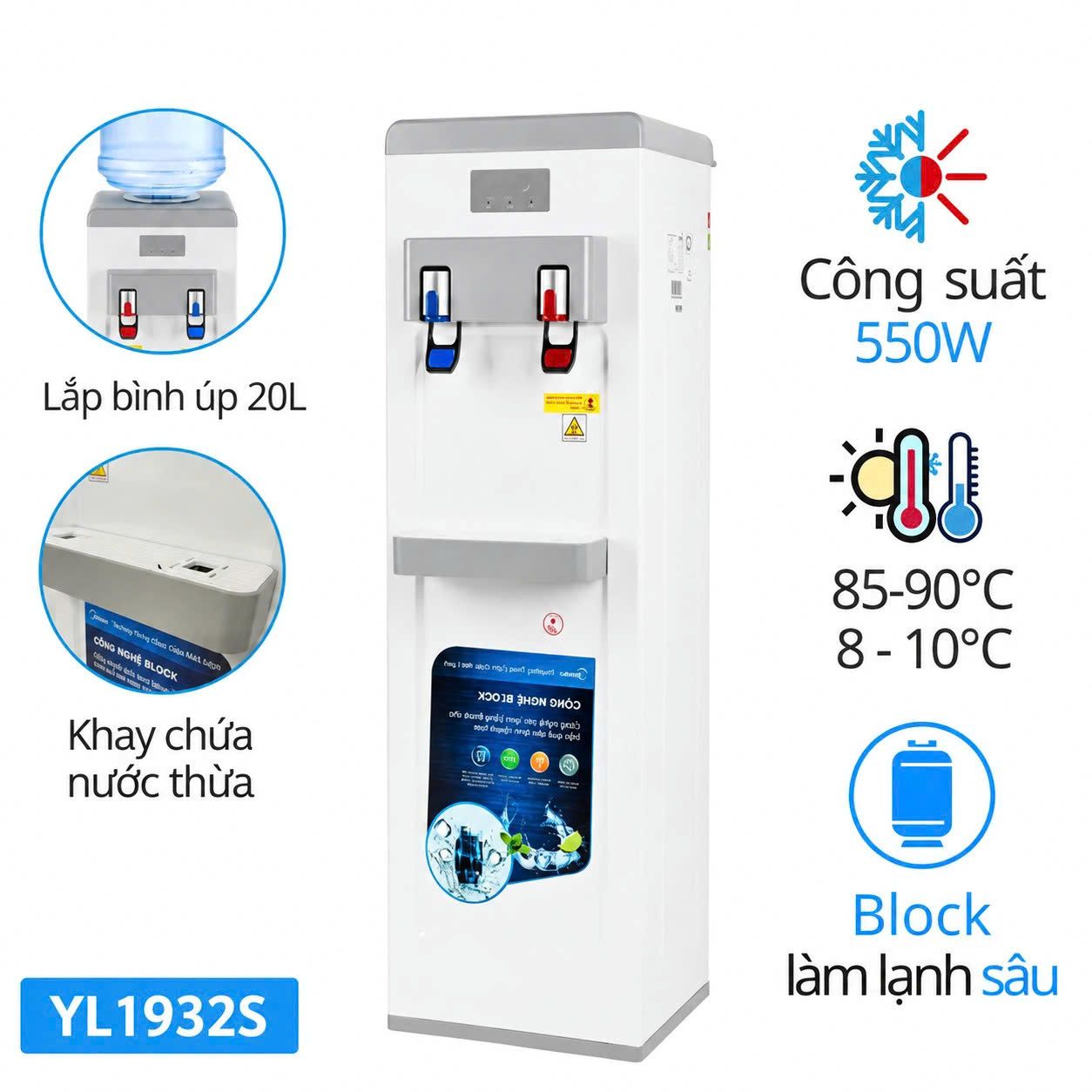 Công suất 550W mạnh mẽ giúp làm nóng và làm lạnh nhanh chóng