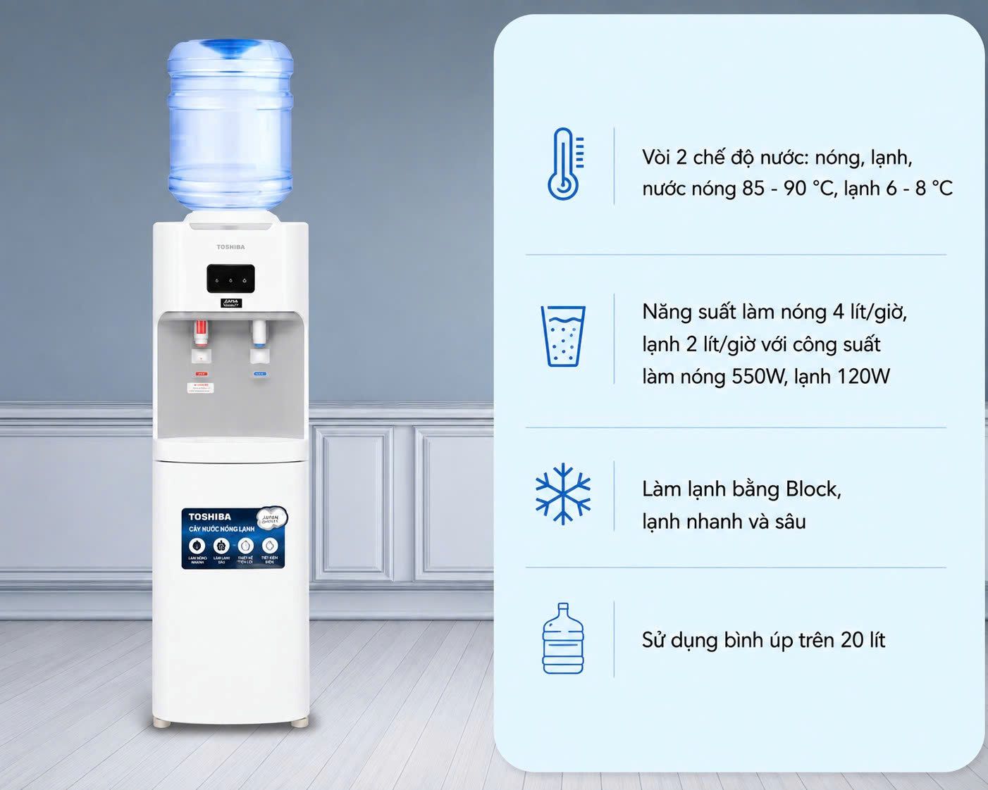 Công suất 670W cho khả năng làm nóng nhanh, làm lạnh sâu