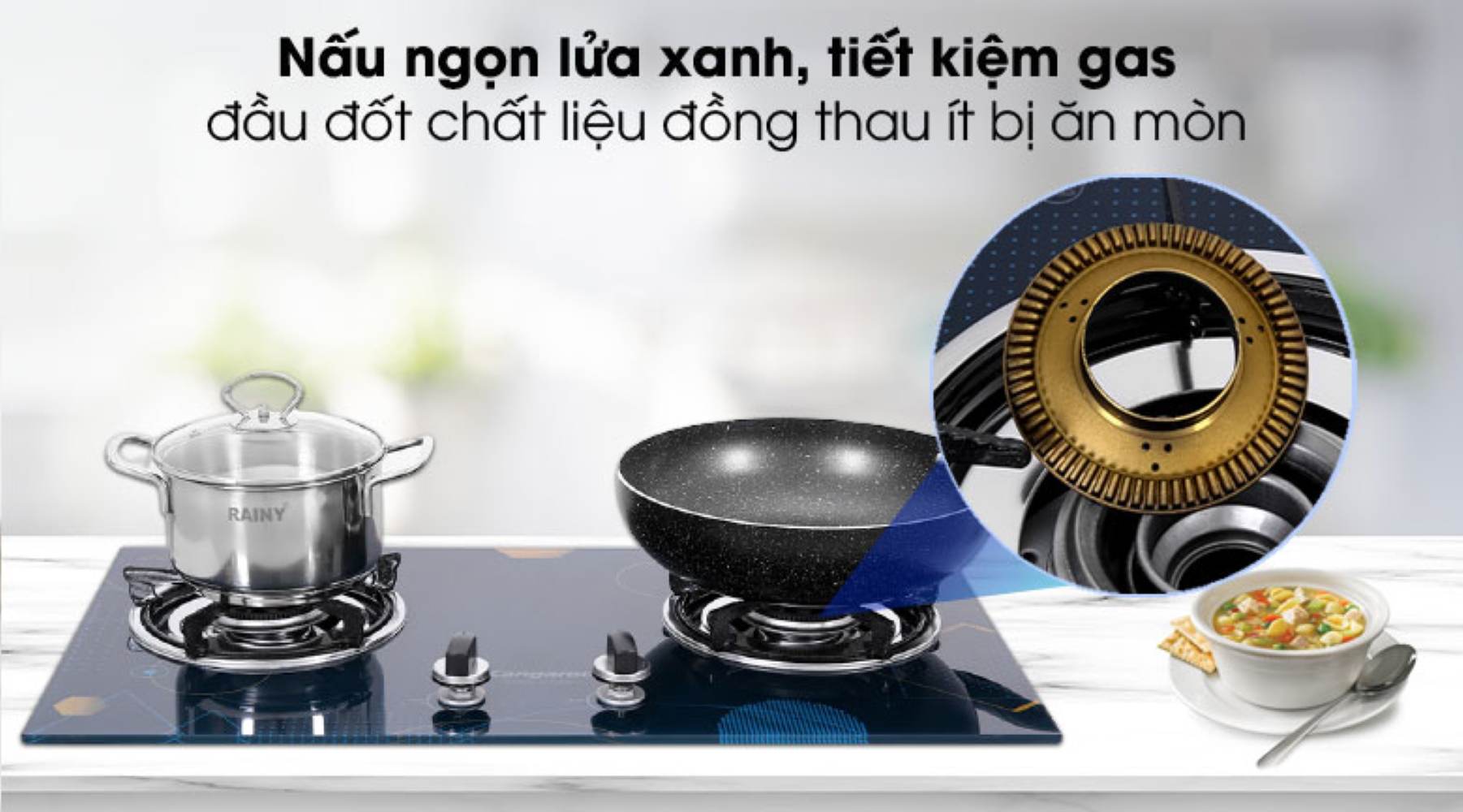 Đầu đốt bằng đồng thau bền bỉ, ít bị ăn mòn