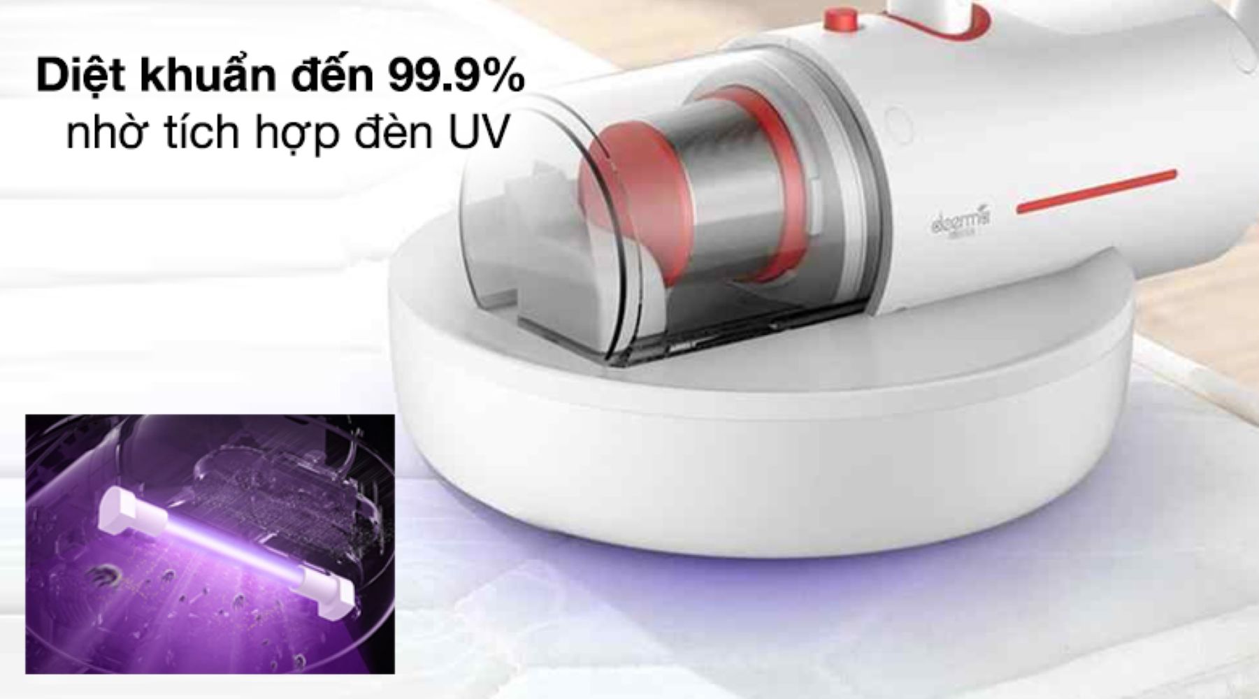 Đèn UV có khả năng phát ra tia cực tím đạt bước sóng 253.7 nm xuyên qua từng lớp vải