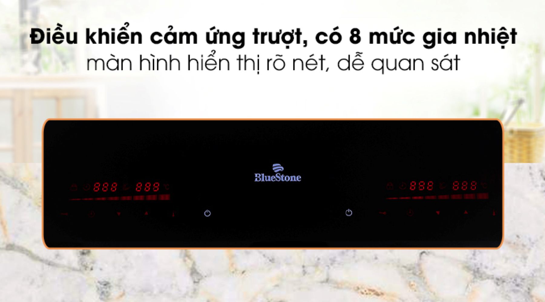 Điều khiển cảm ứng trượt với 8 mức nhiệt linh hoạt để nấu nướng