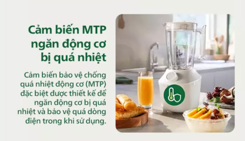 Dong co cua may duoc bo sung cam bien bao ve nhiet Motor Thermo Protection MTP