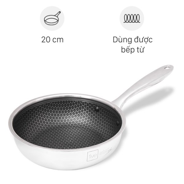 Chảo inox sâu chống dính tổ ong Fivestar FPC20001 20cm