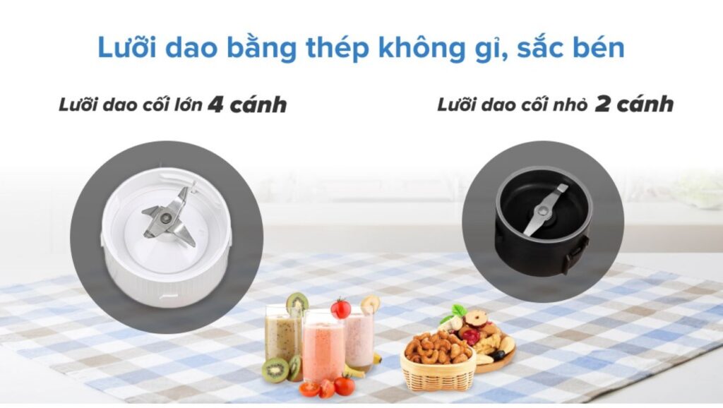 Hai coi xay deu su dung bo luoi dao rieng bang thep khong gi