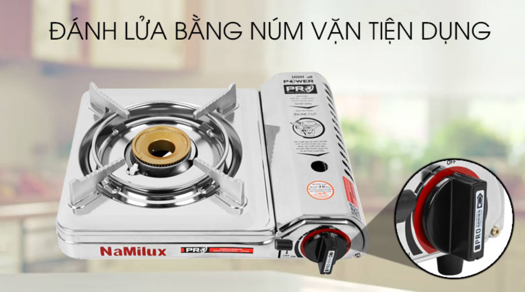 Hệ thống đánh lửa Magneto phát tia lửa nhanh, bật, tắt bếp dễ dàng với núm vặn