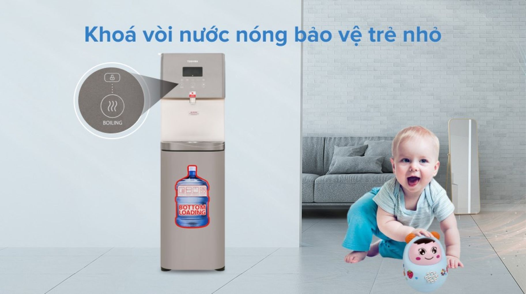 Khóa vòi nước nóng kết hợp bảo vệ nhiệt kép khi sử dụng