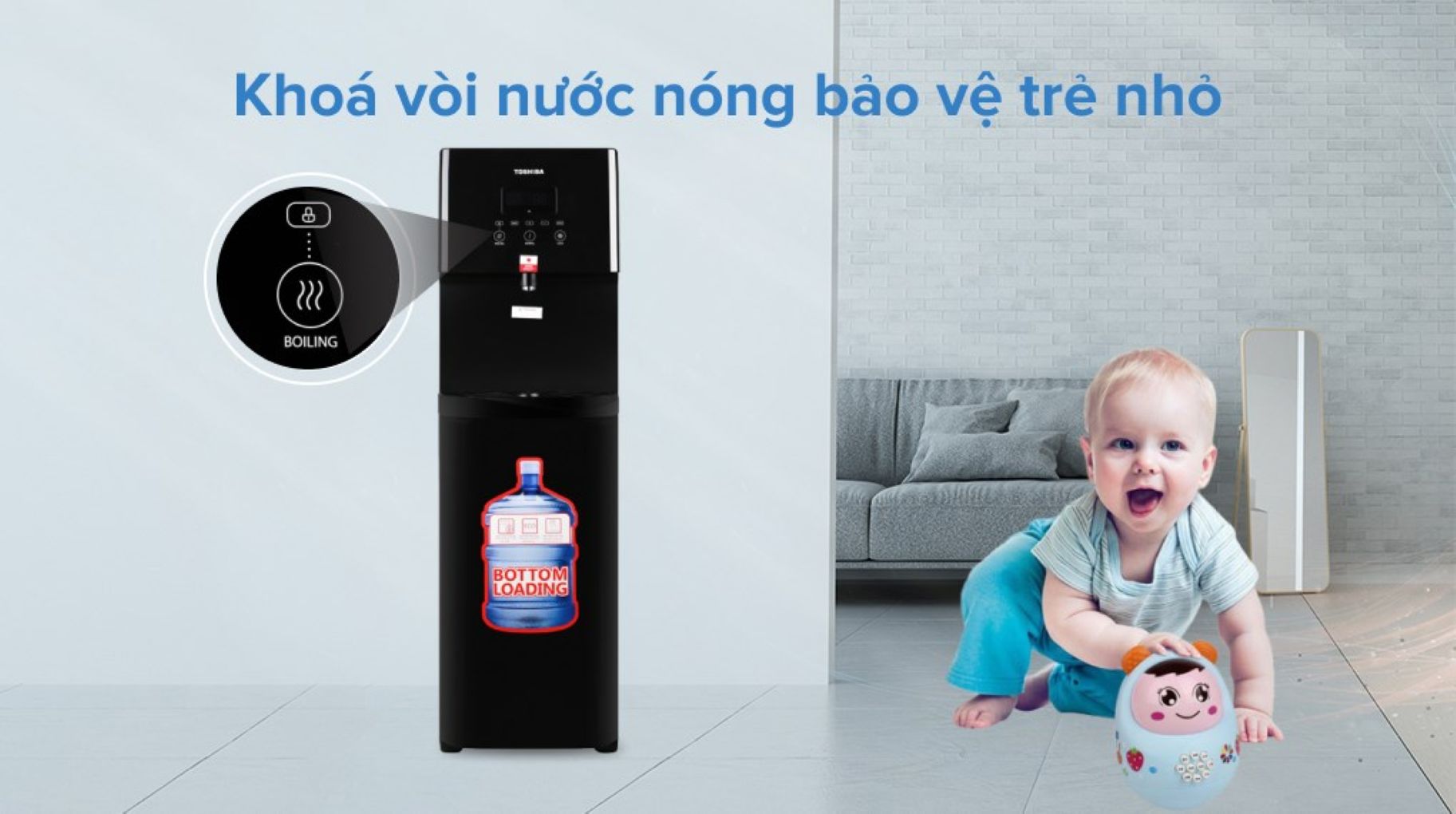 Khóa vòi nước nóng, tự ngắt khi quá tải, an tâm sử dụng