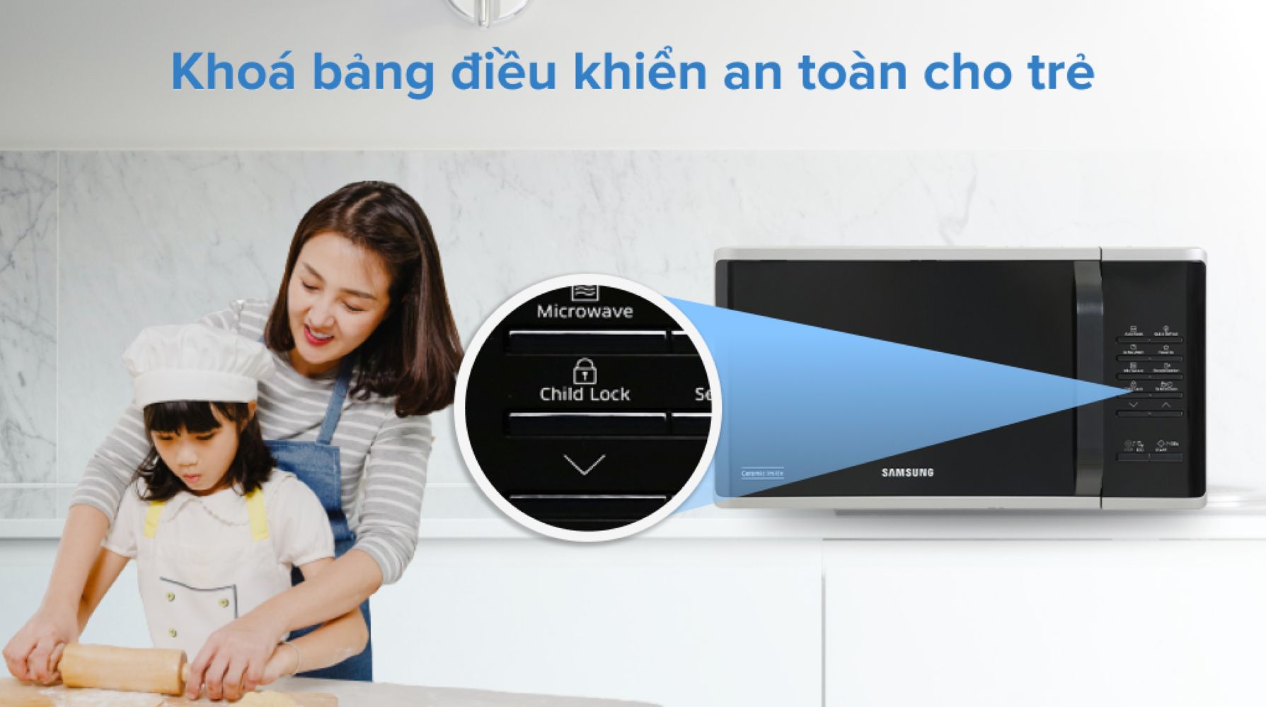 Lò có khóa an toàn giúp vô hiệu hóa bảng điều khiển an toàn cho trẻ nhỏ