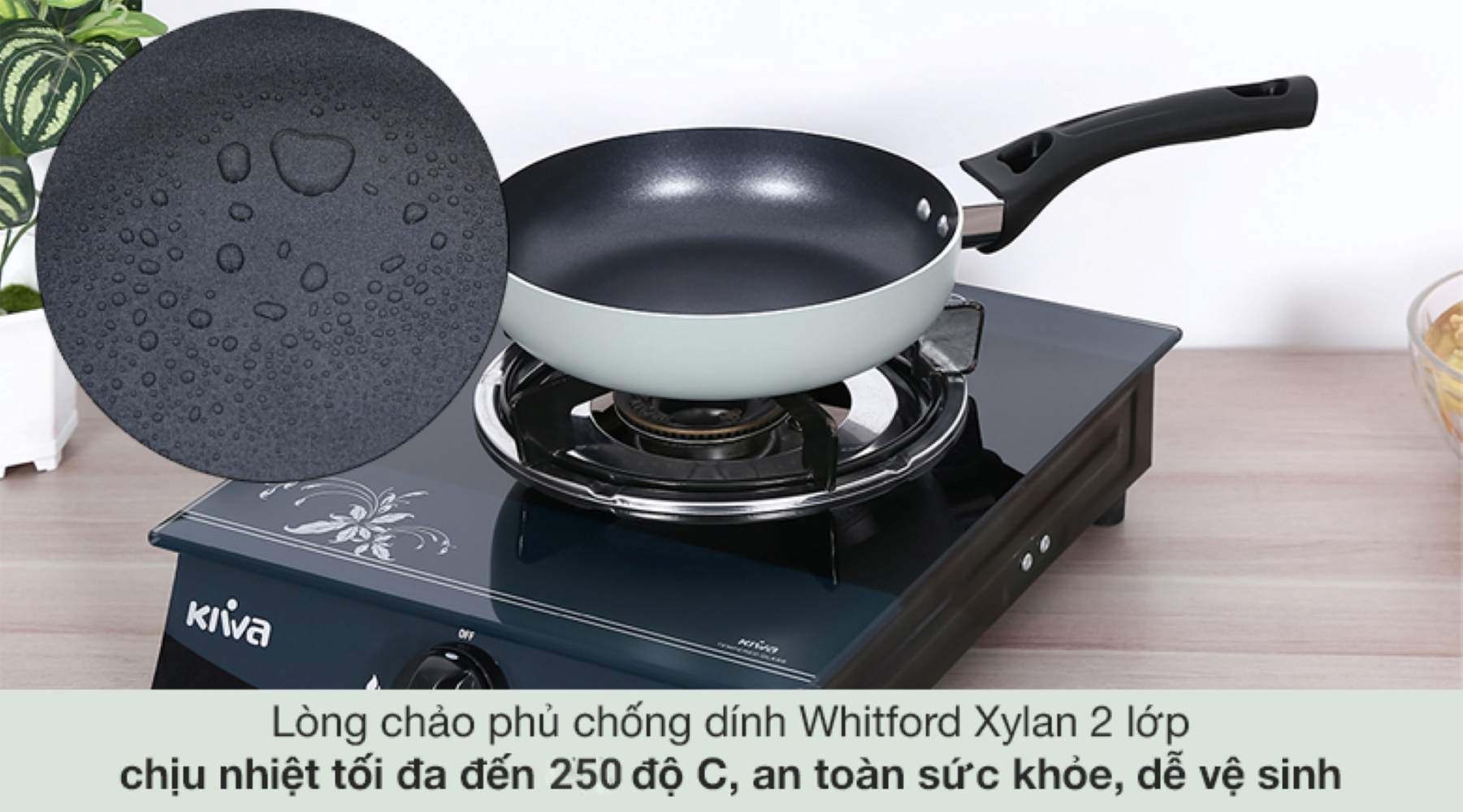 Lòng chảo được phủ bởi chất phủ chống dính Whitford Xylan 2 lớp