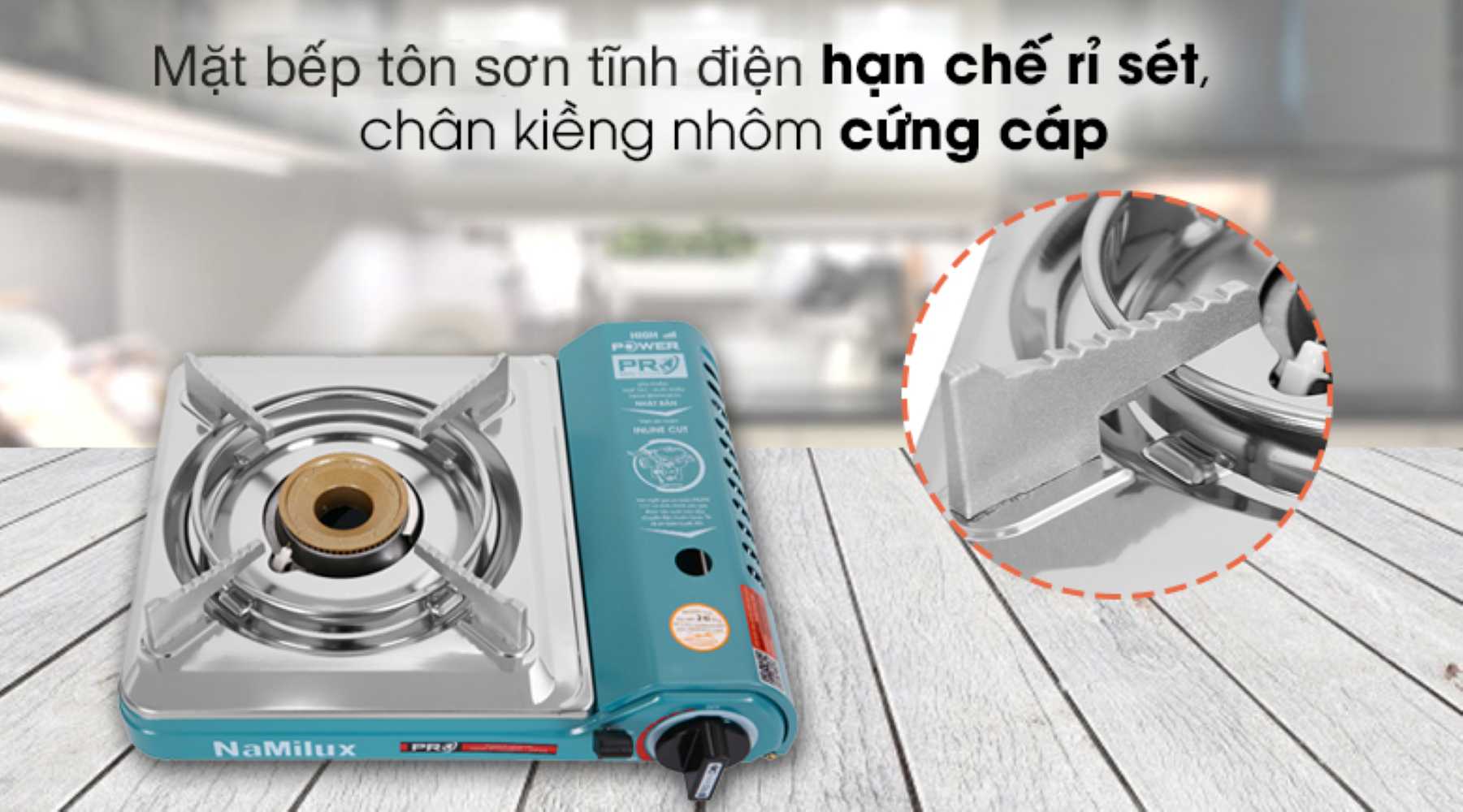 Mặt bếp gas làm từ tole (tôn) sơn tĩnh điện