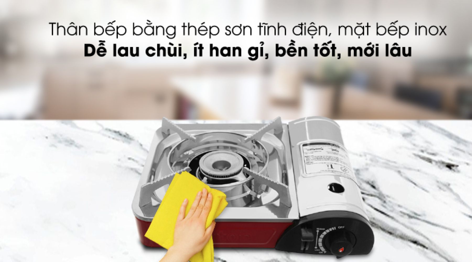 Mặt bếp inox dày chắc bền bỉ, dễ lau chùi, không han gỉ
