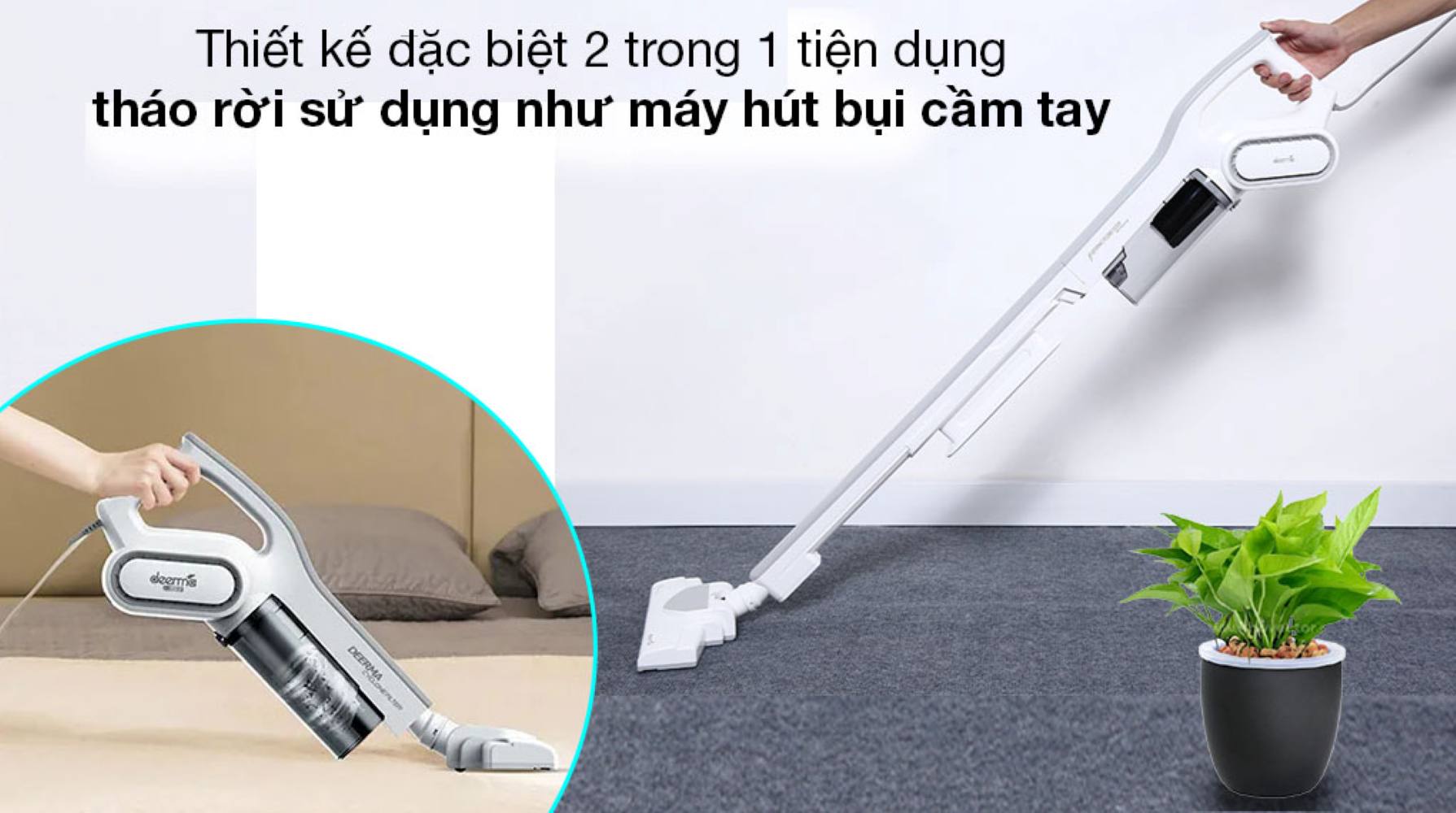 Máy hút bụi cầm tay Deerma DX700 thiết kế đặc biệt 2 trong 1
