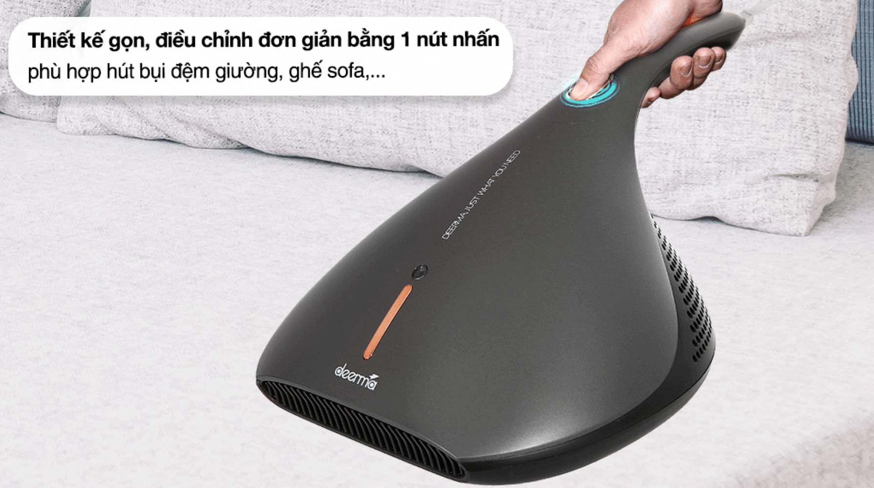 Máy hút bụi đệm giường Deerma EX919 thiết kế nhỏ gọn, 1 nút bấm
