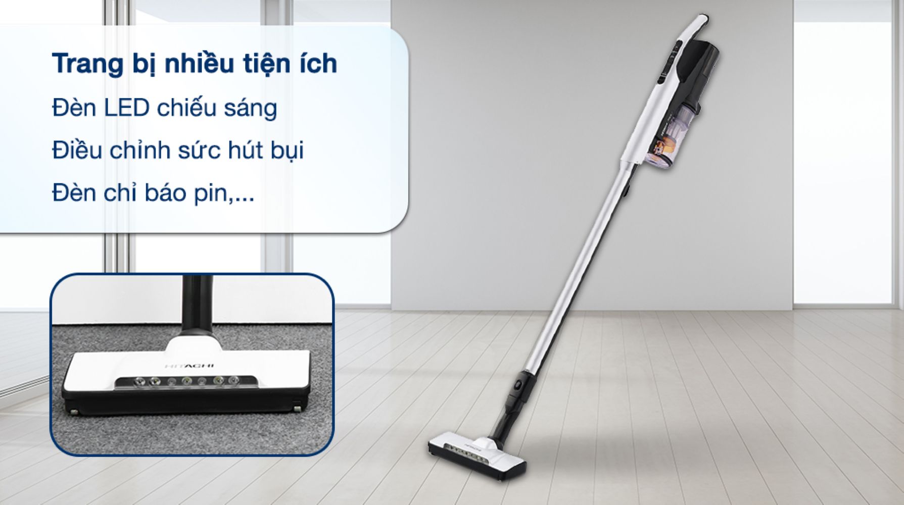 Máy hút bụi không dây Hitachi PV-XL1K WH trang bị nhiều tiện ích