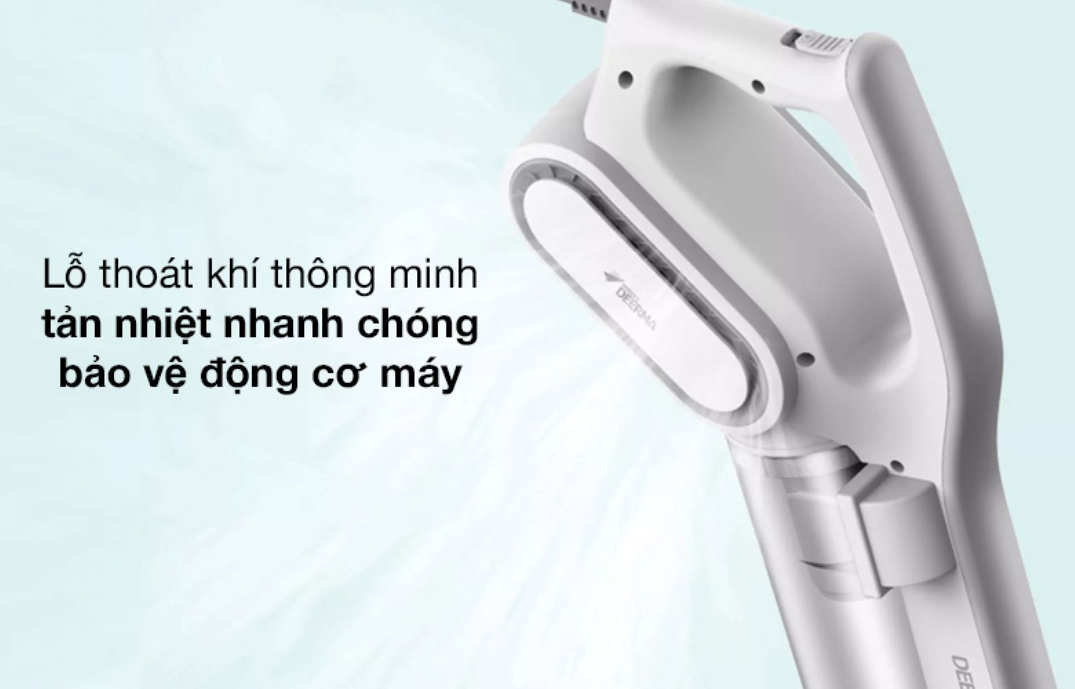 Máy hút bụi này có các lỗ thoát khí hình khuyên bố trí 2 bên thân máy