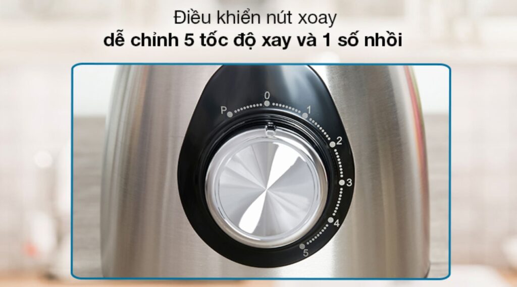 Máy xay sinh tố đa năng Sharp EM-S155GV-ST 5 Su dung dieu khien num xoay don gian voi 5 toc do xay va 1 so nhoi
