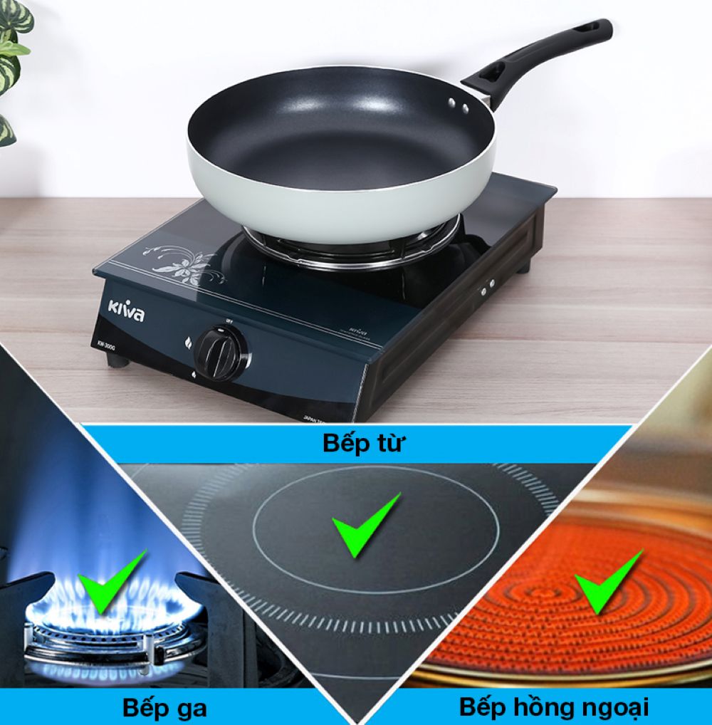 Sử dụng được cho cả bếp từ, bếp hồng ngoại và bếp ga