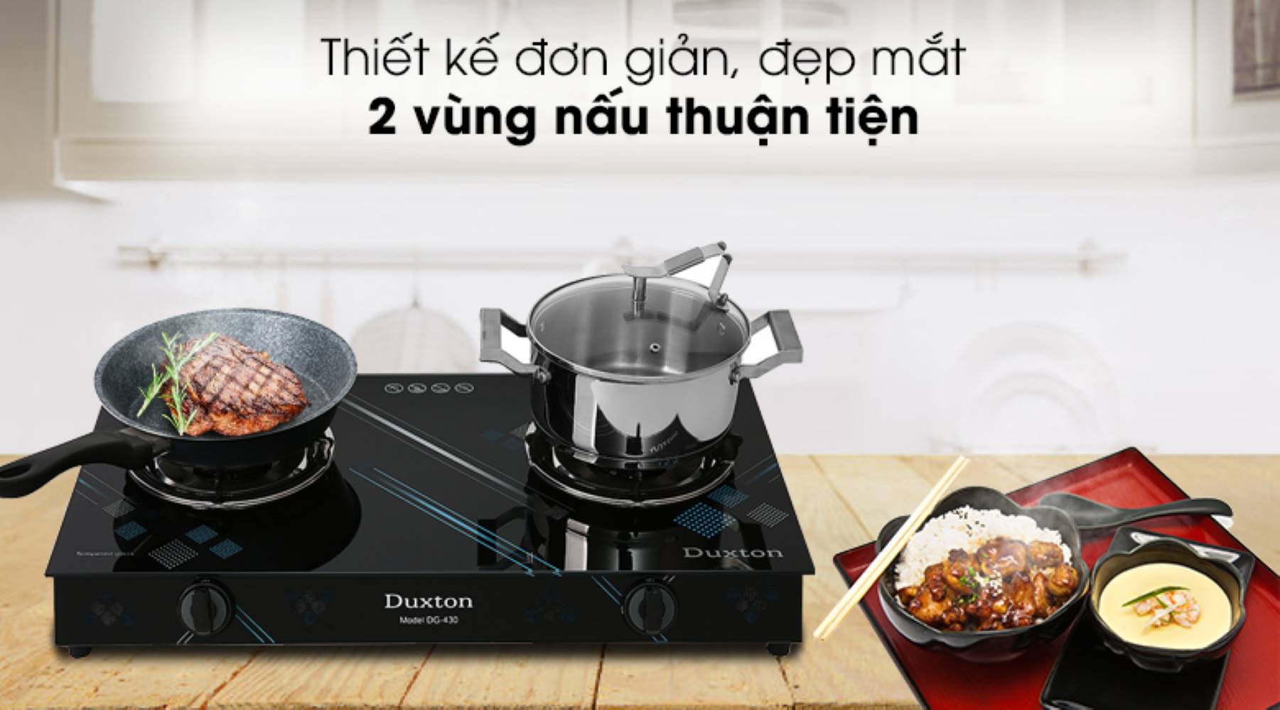 Thiết kế 2 vùng nấu riêng biệt, tiết kiệm gas